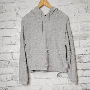 H&M Textured Knit Hoodie Womens Medium Gray Cropped Pullover